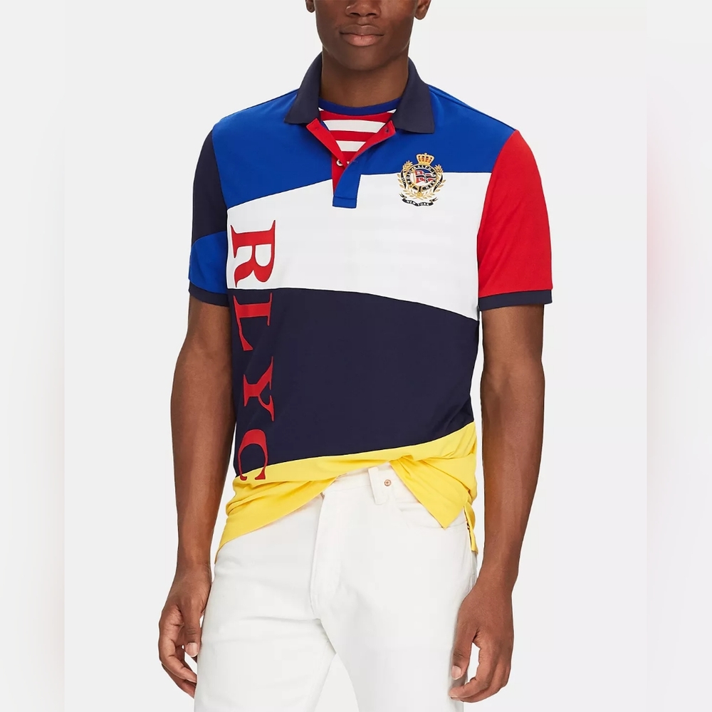 Men's Large Yacht RLYC Nautical Classic-Fit Stretch Mesh Polo Shirt  NWT